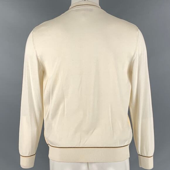 BARCELINO Size 38 Cream Black Cotton Crew-Neck Pullover - Picture 4 of 7